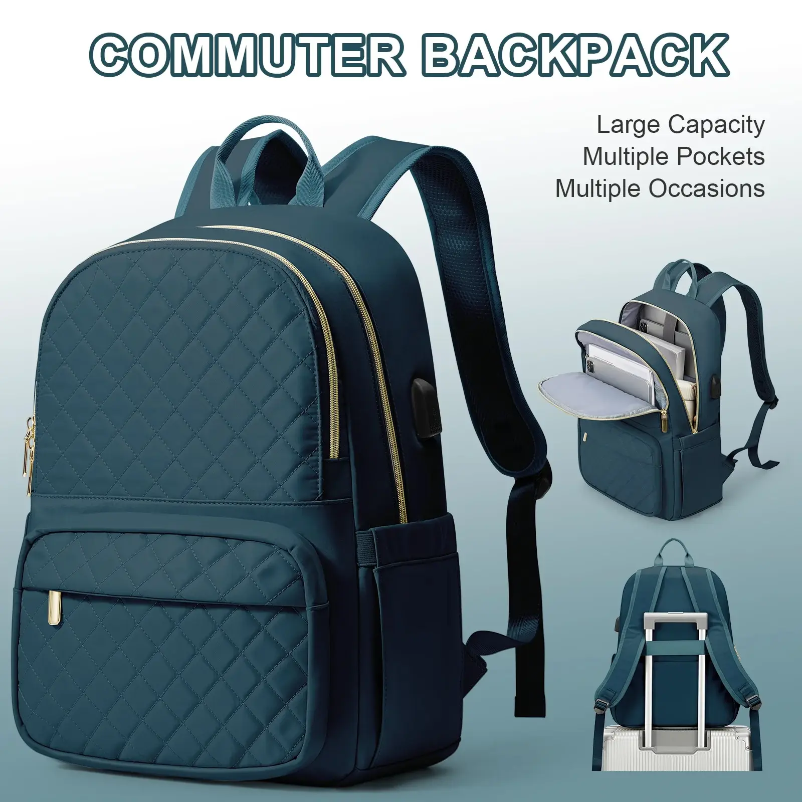 VEKROS-Sac à Dos de Voyage en Nylon pour Femme et Homme, Cartable d'École Décontracté pour Ordinateur Portable