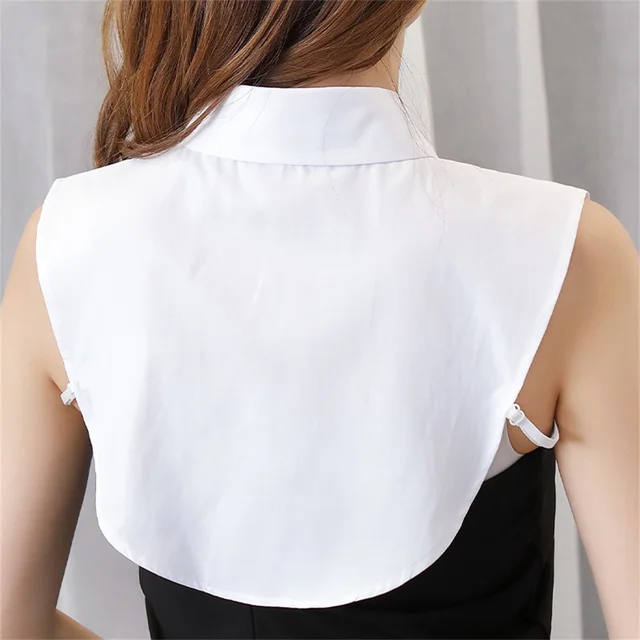 Pull en dentelle à petit col rabattable vertical pour femme, pull chemise polyvalent, faux col, couleur unie, noir, blanc, mode, quatre saisons – Image 5