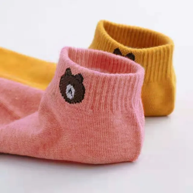 10 paires de chaussettes basses pour femmes, ensemble de chaussettes confortables à motif d'ours mignon, respirantes à la mode pour femmes, Style décontracté – Image 4