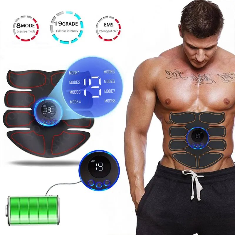 EMS-Patchs de musculation abdominaux pour hommes, appareil de fitness, entraînement des bras ABS, exercice musculaire, chargement USB, pour la maison
