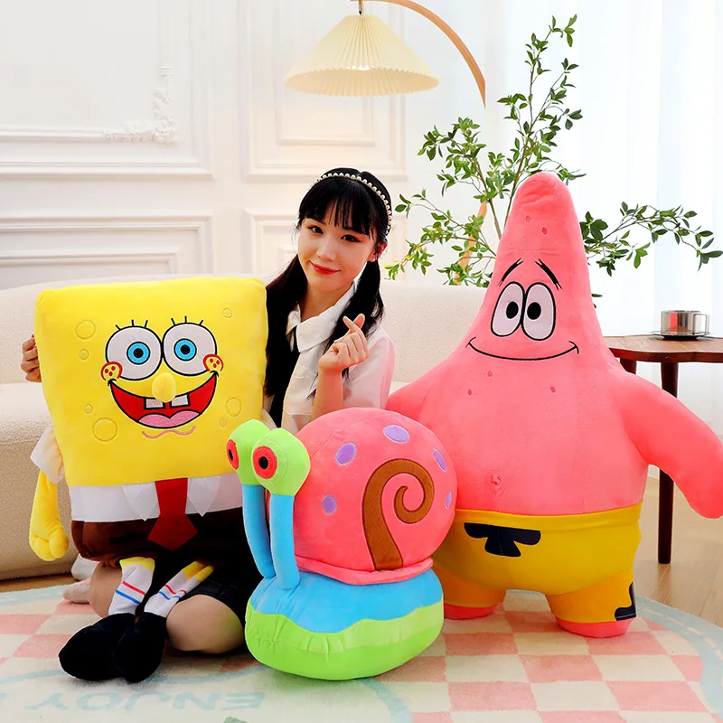 Jouet en peluche Bob l'éponge Patrick Star de grande taille, oreiller de câlin très doux, dessin animé, poupée Kawaii, cadeaux de noël