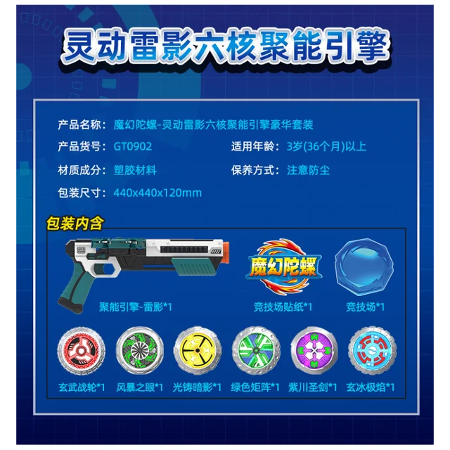 Magic pouvez-vous ro Thunder Shadow Six Core Gun pour enfants, jouet pour garçons, 5 génération, 4, repltourbillon Spin Battle Top, cadeau – Image 3