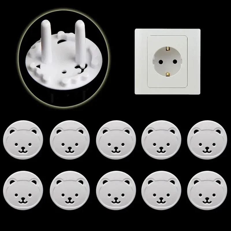 10 pièces couvercle de Protection de prise de courant ue ours épaissi enfants sécurité prise électrique Anti-choc électrique bouchons protecteur couvre