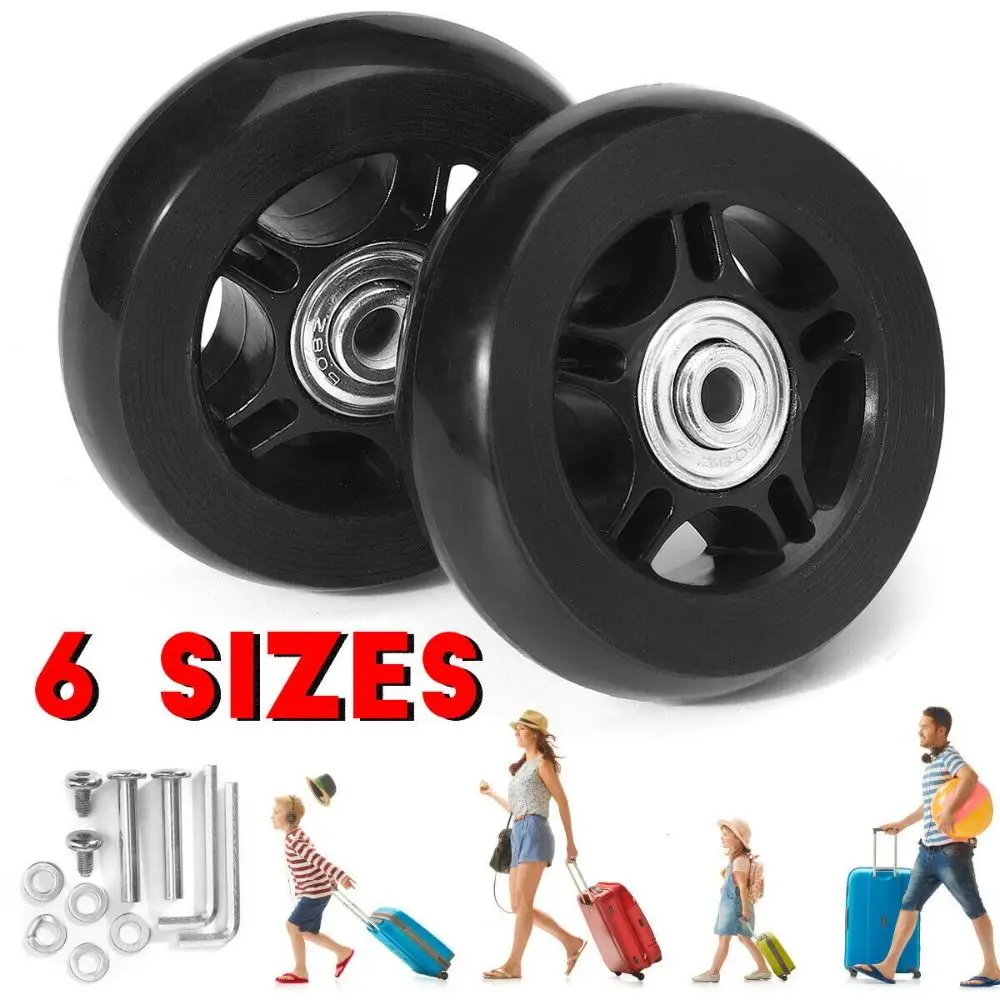 1 jeu de roues de rechange pour valise à bagages, noires avec vis 40mm/43mm/54mm/60mm/64mm/70mm