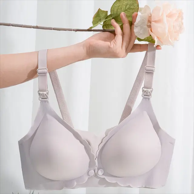 Soutien-gorge d'allaitement lisse d'été, ouvert sur le devant, sans couture, sans fil, en soie glacée avec effet push-up