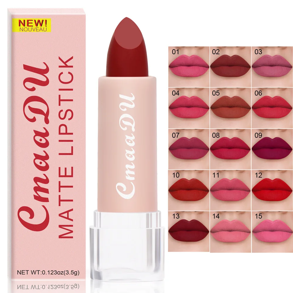 CmaaDu 15Color Pro 24HR couleur légère mat nu velours liquide riche finition mate rouge à lèvres brillant à lèvres imperméable maquillage pour les lèvres