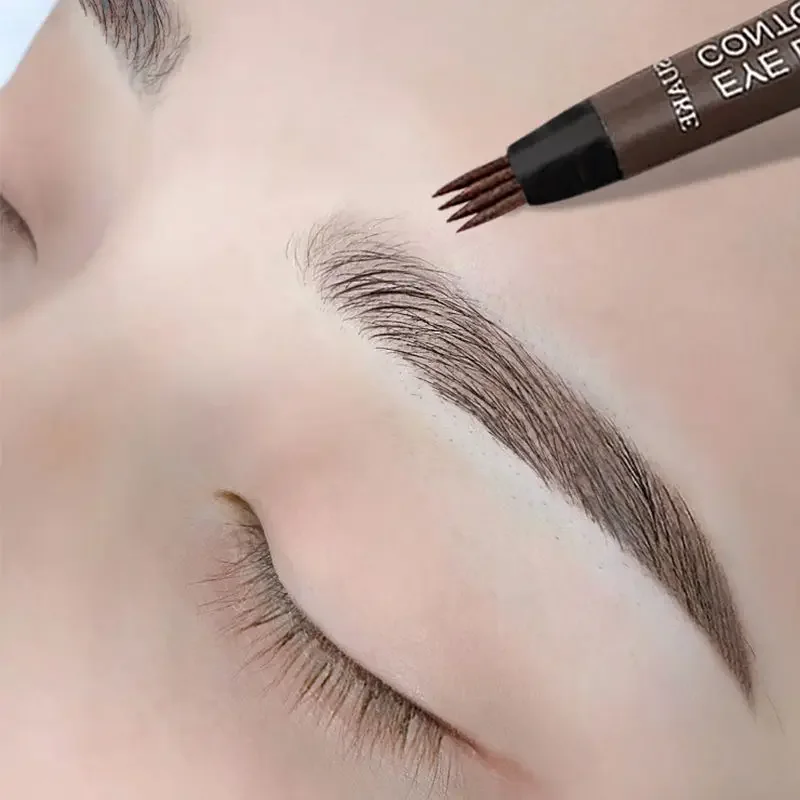 Crayon à sourcils à 4 fourchettes, naturel, imperméable, Anti-transpiration, liquide durable, ne fait pas mal, colorant, crayon à sourcils extrêmement fin, outil de maquillage