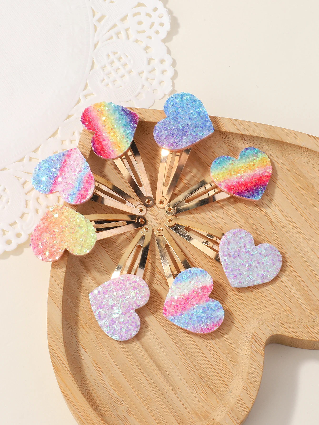 Épingles à cheveux faites à la main pour filles, 8 pièces, paillettes, fleur arc-en-ciel, lapin BB, Barrettes, couvre-chef, accessoires pour cheveux