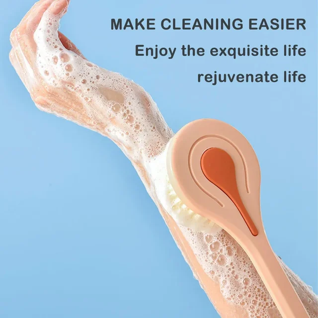 Brosse de bain à Long manche, brosse de bain à cheveux doux, boule arrière, brosses corporelles de salle de bain, épurateur de dos en boue, brosse de Massage de douche, 1 pièce – Image 3