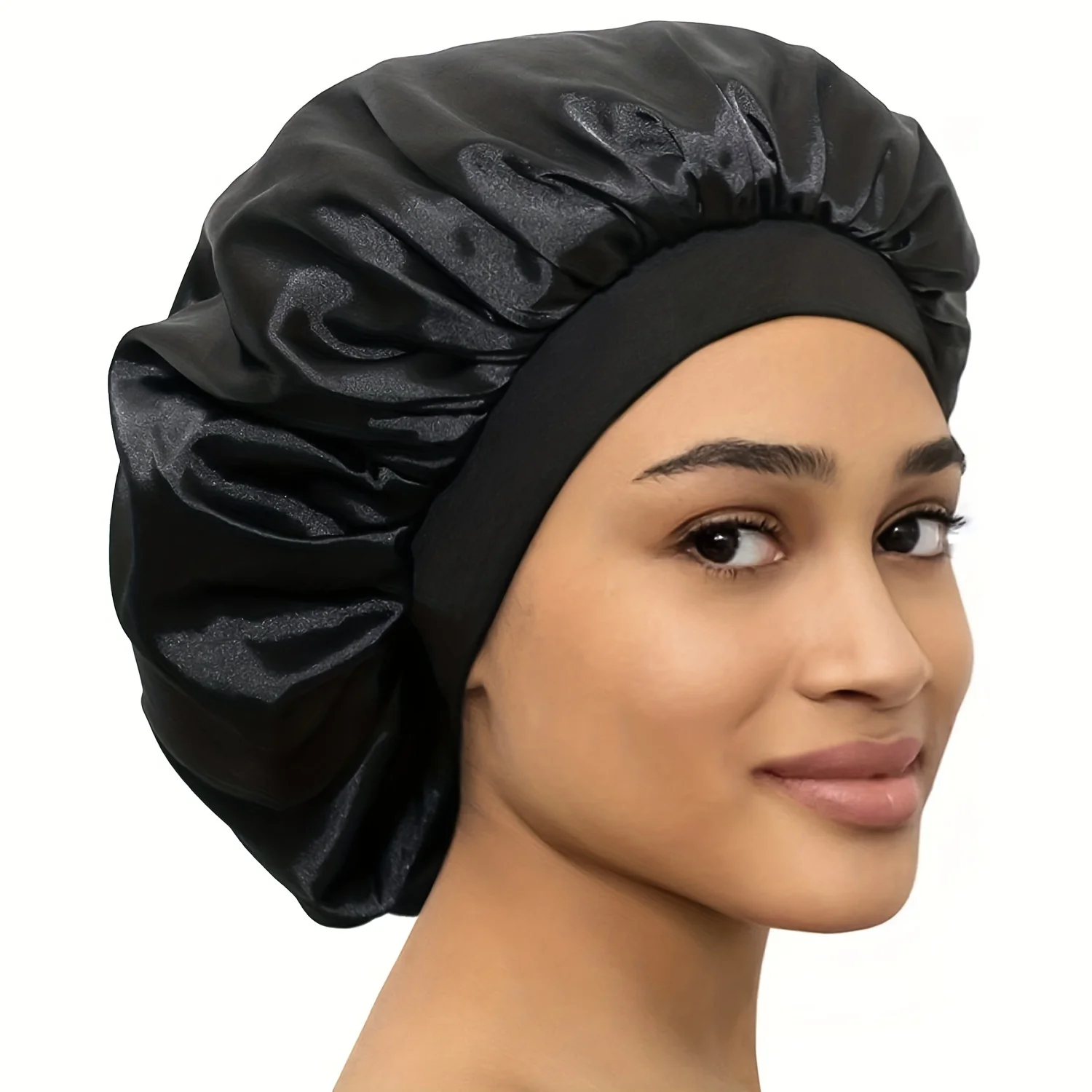 Bonnet élastique en satin lisse pour femmes, chapeau de sommeil décontracté, bord étroit, visage, document solide, mode, 03