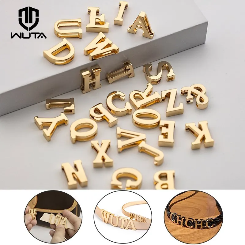 WUTA 1Pc lettres boucles décoratives Alphabet décoration matériel en alliage de Zinc pour sac sangle ceinture Modification bricolage sac accessoires