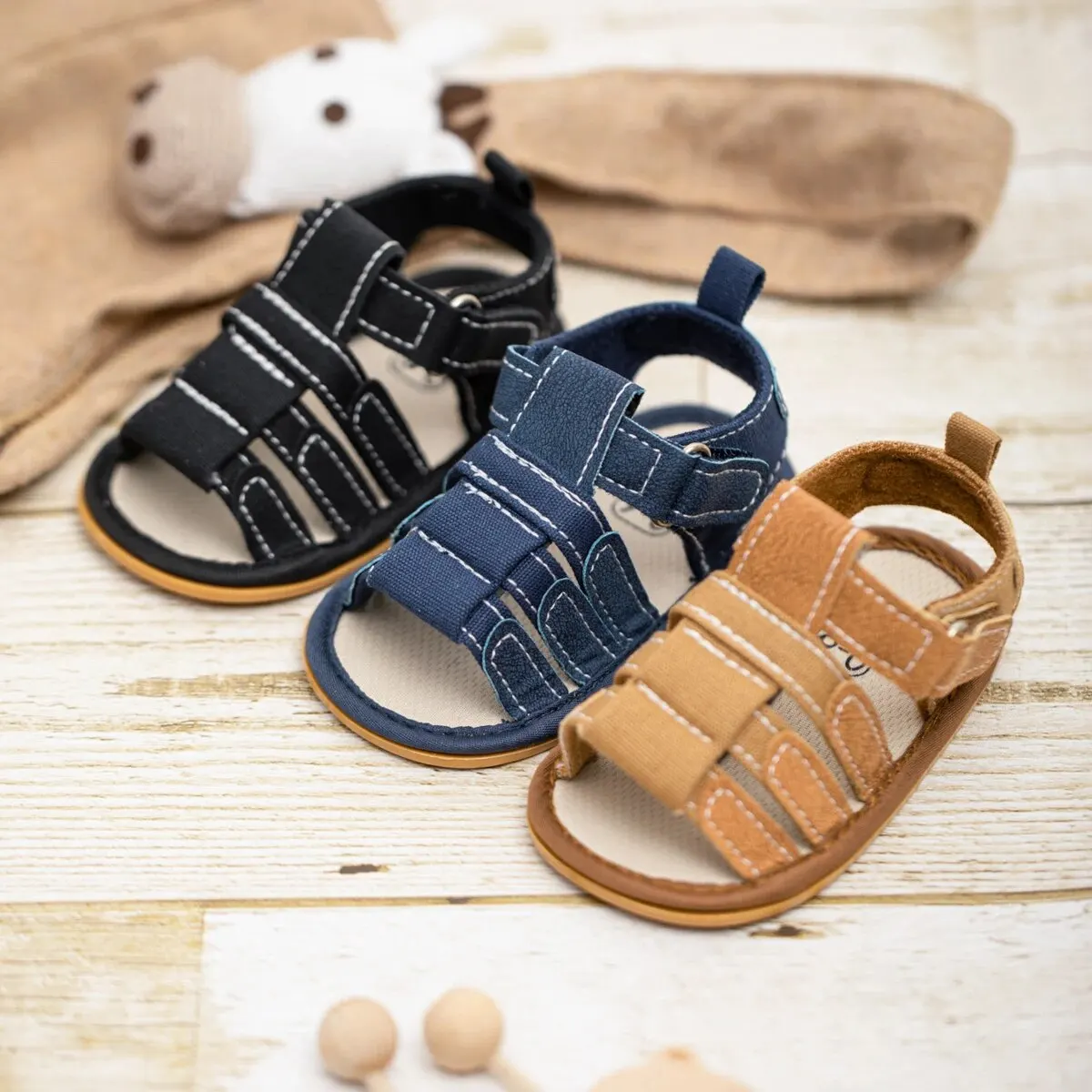 Meckior été bébé chaussures bébé garçon fille sandale antidérapant semelle en caoutchouc infantile premiers marcheurs enfant en bas âge décontracté bébé garçon jardin sandales