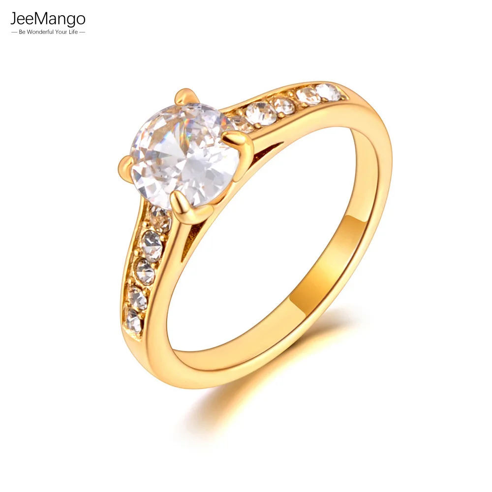 JeeMango acier inoxydable cubique zircone bague de mariage Bijoux de mode bague de fiançailles pour les femmes Bijoux Femme cadeau JR23075