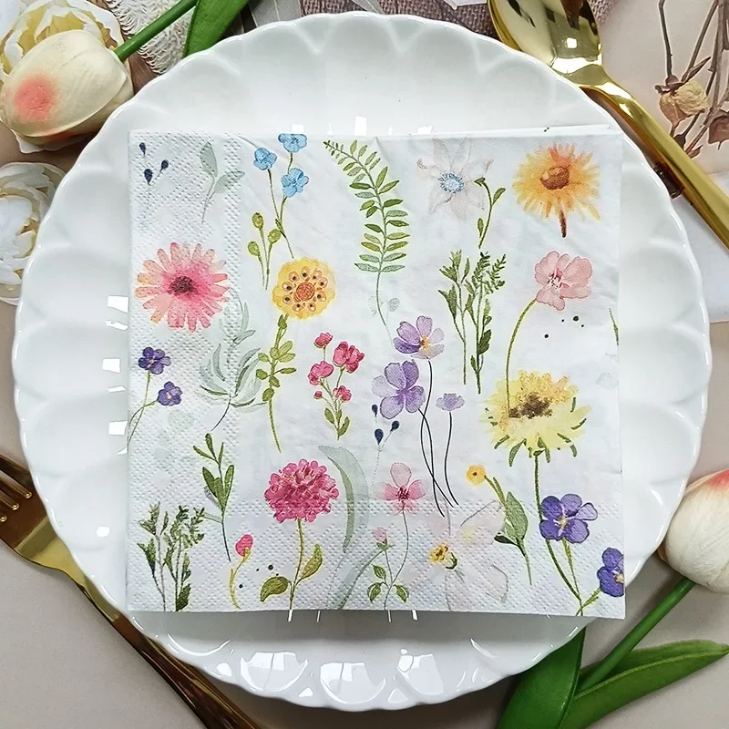 10/20 pièces 33*33cm 2 plis colorés pâte de bois serviettes Style Floral fête décoration papier napperons papillon os Bart papier