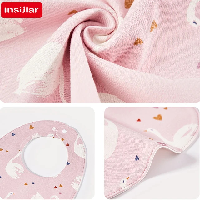 Bavoirs INSULAR pour bébé, serviette de salive douce en coton pour nouveau-né, tissu d'alimentation pour nourrissons, mousseline imprimée, Pinny imperméable en forme de U, 3 couches – Image 2