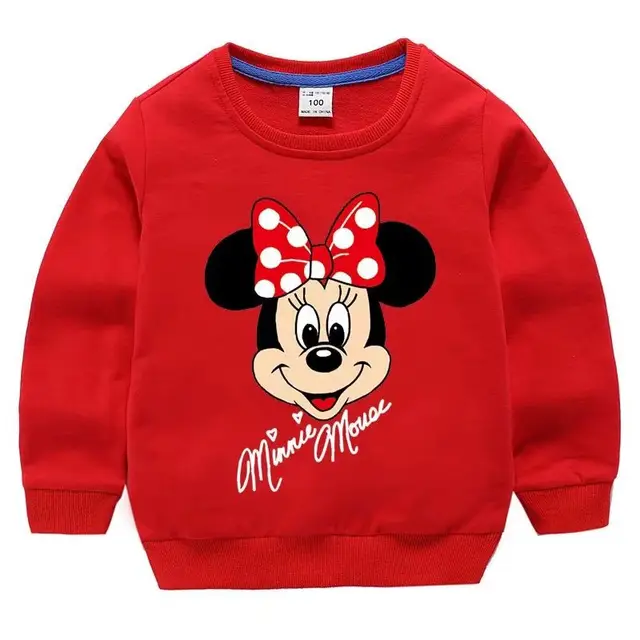 Pull à manches longues Disney Minnie Mouse pour enfants, vêtements pour bébés filles, haut de dessin animé pour enfants, PVD, automne