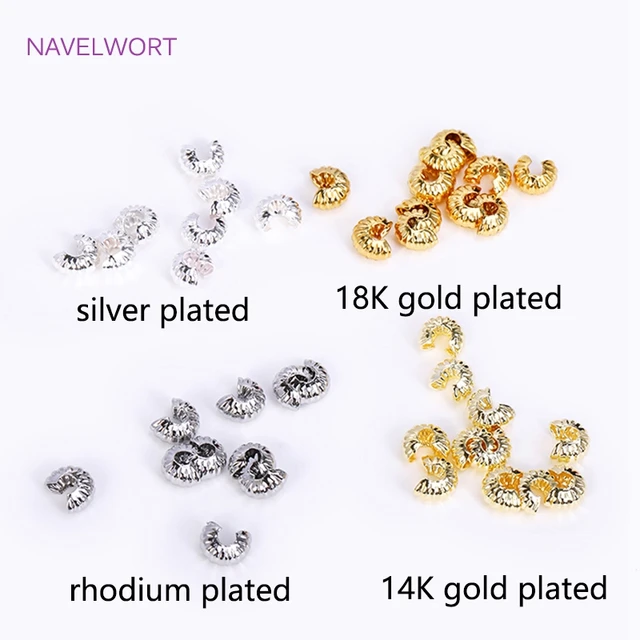Couvercles de perles à sertir ouvertes plaquées or 18 carats, bouchon de perles à sertir à rayures en laiton, accessoires artisanaux faits à la main pour bijoux – Image 4