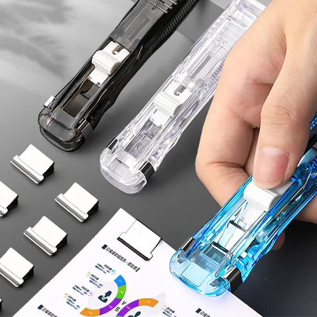Mini Traceless Reusable Hand Clamp Push Stapler Paper Book File Office School Student Binder Binding Tools Supplies Accessories – Image 4