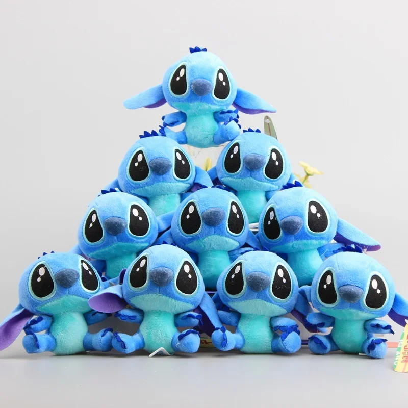 10 pièces/lot dessin animé mignon Lilo et points petit pendentif en peluche, 4 "10CM Kawaii porte-clés en peluche enfants meilleurs jouets cadeaux de noël
