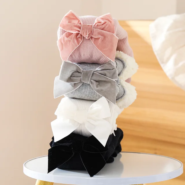 Collants chauds épais en coton à rayures pour filles, pantalons solides pour bébés filles de 1 à 6 ans, nouvelle collection hiver – Image 2
