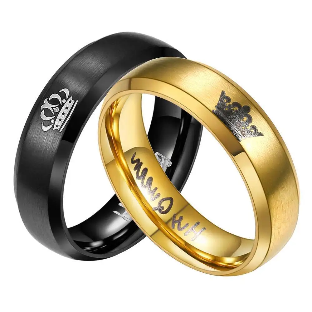 VOJO – bague de Couple en acier inoxydable, à la mode, son roi, sa reine pour aime les bagues de mariage, cadeaux d'anniversaire pour la saint-valentin
