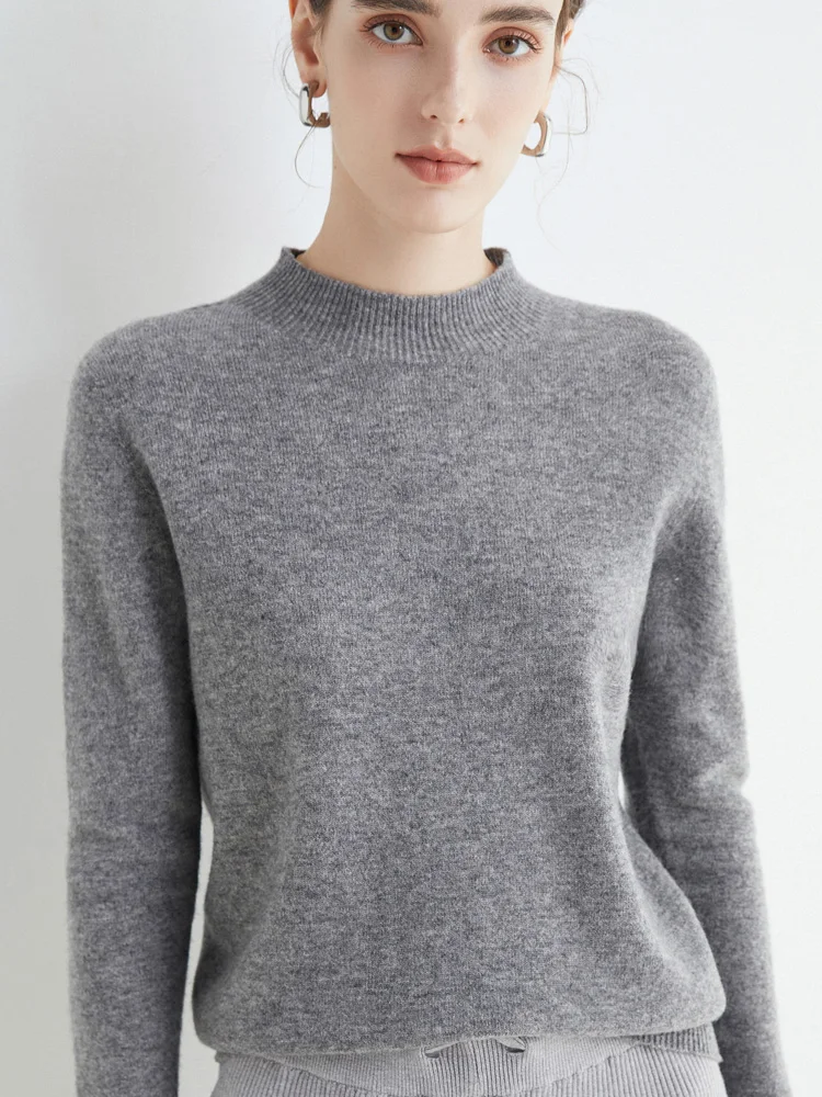 AOSSVIAO 2025 automne hiver solide col montant pull pull pour femmes tricots de style décontracté femme vêtements basique doux hauts