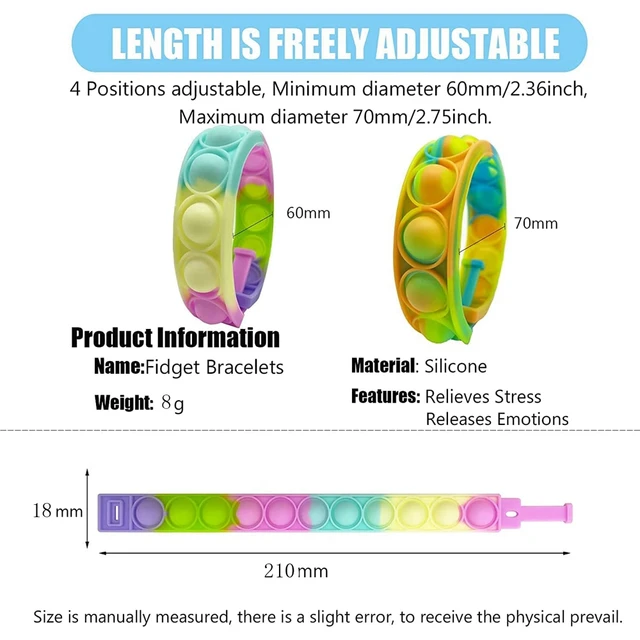 12 pièces Fidget Toys Pop Bracelet cadeaux de fête Bracelets à bulles Push Poping sensoriel anti-Stress jouets pour enfants cadeaux pour enfants – Image 4