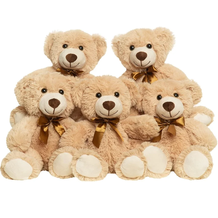 5 pièces ours animaux en peluche jouets en peluche cadeau pour petite amie enfant, ours en peluche de 13,5 pouces pour noël saint valentin anniversaire cadeau