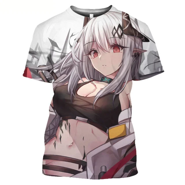 T-shirt vintage Arknights pour hommes et femmes, t-shirt graphique Anime Cosplay, vêtements décontractés à col rond Kawaii, été, grande taille Y