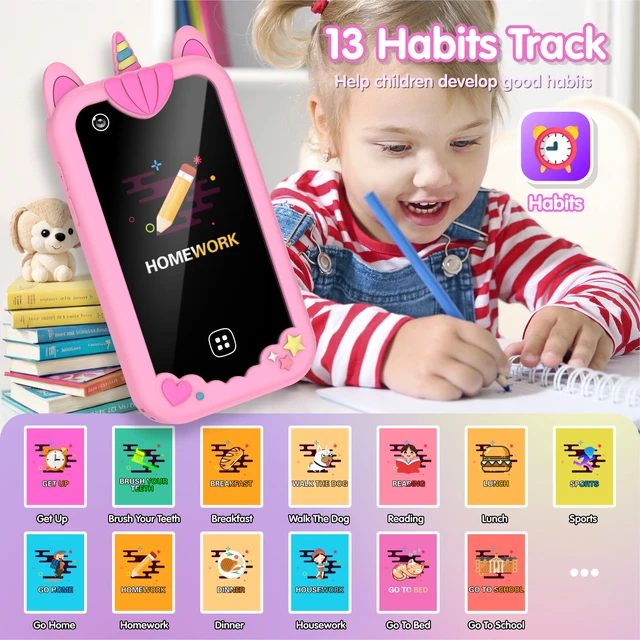 Enfants téléphone intelligent 17 jeux enfants téléphone portable jouets livres audio lecteur de musique enfant en bas âge apprentissage téléphone pour filles garçons cadeaux d'anniversaire – Image 5