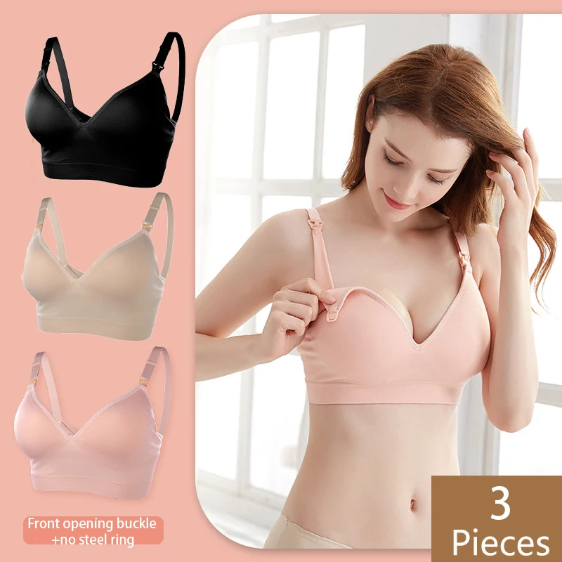 3Pcs 2025 nouveau soutien-gorge d'allaitement de maternité allaitement mère enceinte maman soutien-gorge à poitrine ouverte sans fil sous-vêtements de sommeil Bralette d'allaitement