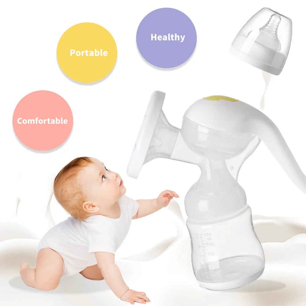Tire-Lait Manuel Portable en Silicone avec Couvercle Continent, Aspiration Réglable, Allaitement, Attrape-Lait