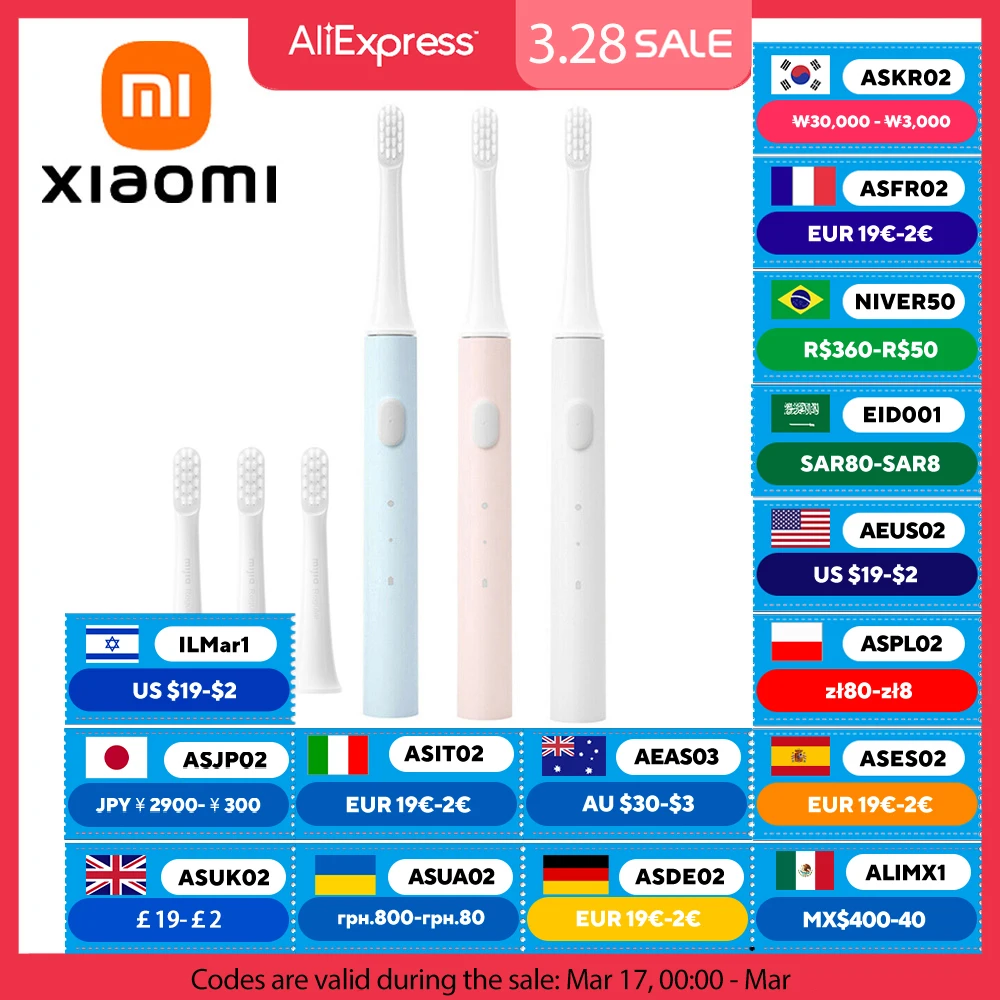 XIAOMI Mijia T100 brosse a dent electrique rechargeable par USB voyage porte brosse à dents électronique étanche têtes de remplacement IPX7 colorée sonique toothbrush brosses à dents