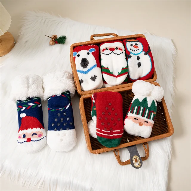 Chaussettes de noël pour enfants, en coton épais, avec dessin animé, pour garçons et filles, chaudes, antidérapantes, thermiques, mignonnes, pour la famille, nouvelle collection hiver – Image 3