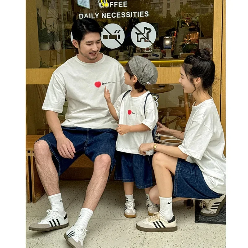 Summer Mother/Son T-shirt Family T-shirt Street Outdoor Men's T-shirt Micro Stretch Cotton T-shirt Father/Son T-shirt Family Clothing
