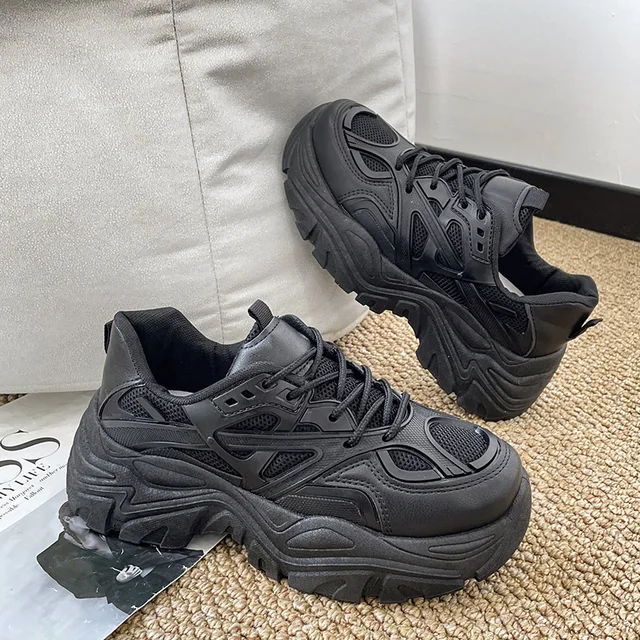 Chaussures de papa à semelle épaisse et respirante, doublure unique, gâteau éponge, talons super hauts de sport, jambes de chaton, chaussures blanches pour femmes, nouvelle collection 2025 – Image 2