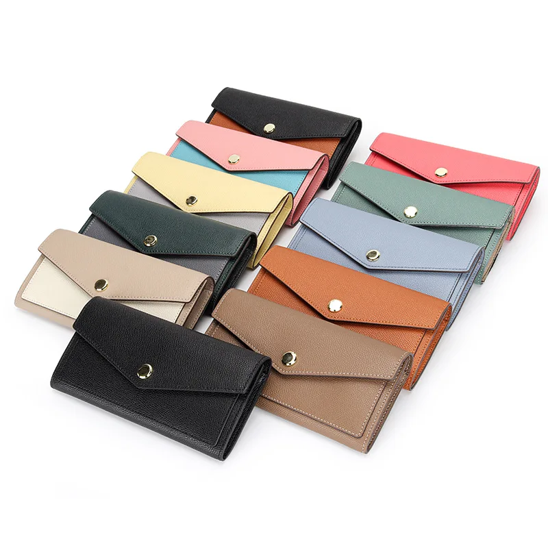 URBAN MASTER – portefeuille Long en cuir de vache véritable pour femme, pochette de couleur contrastée, porte-cartes et téléphone