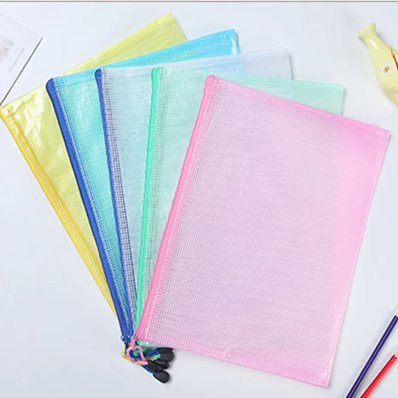 Mr Paper 5Pcs/bag document bag grid zip bag A4 information bag file bag student bag for Storage Office Appliances Home Organise