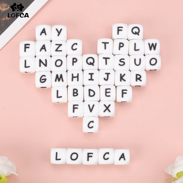 LOFCA 10 pièces 12MM lettres en Silicone perles bijoux à bricoler soi-même accessoires pour fabriquer des Bracelets perles de l'alphabet anglais sans BPA qualité alimentaire – Image 3