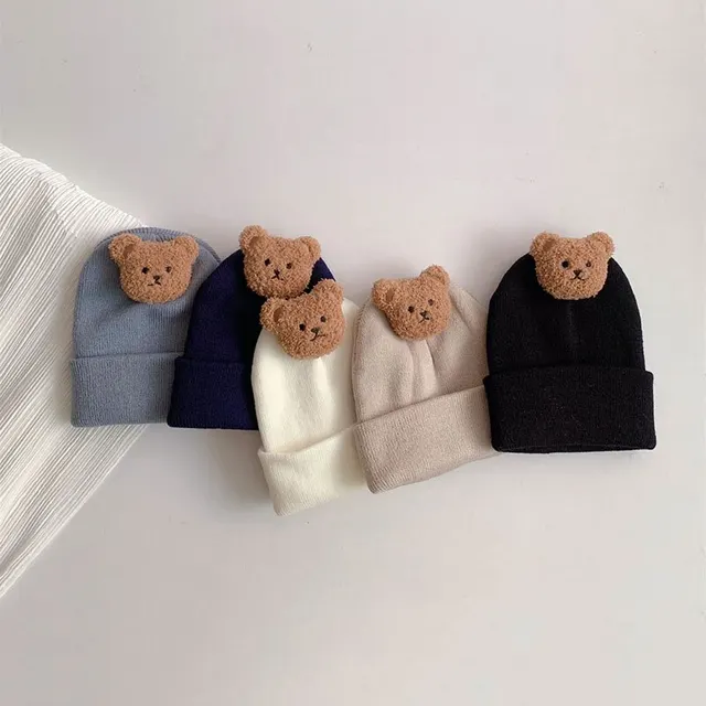 Bonnet ours de dessin animé pour bébé, doux et confortable, bonnets chauds pour nouveau-nés, tout-petits et enfants, garçons et filles, automne et hiver – Image 2