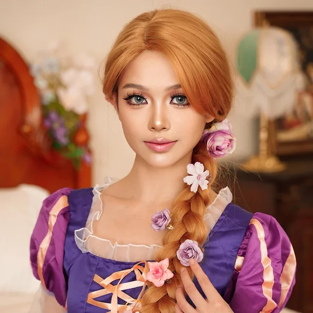 NAMM 48 Inch Extra Long Light Brown Halloween Cosplay Wig Loose Long Curly Lolita Wig Synthetic Wig For Women Party Rapunzel Use – Image 4