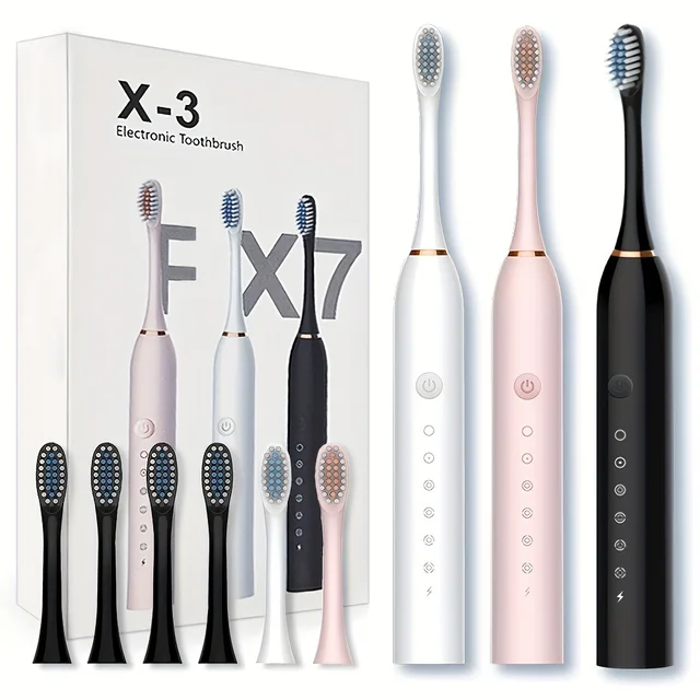 Brosse à dents électrique automatique pour adultes et enfants, brosse à dents universelle à poils souples, charge de brosse à dents automatique à Six vitesses – Image 6