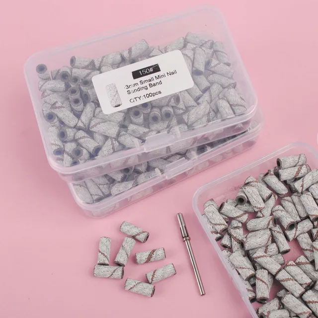 Mini bandes de ponçage blanches de 3mm, forets à ongles en acier inoxydable, mandrin, accessoires de manucure électriques, outil