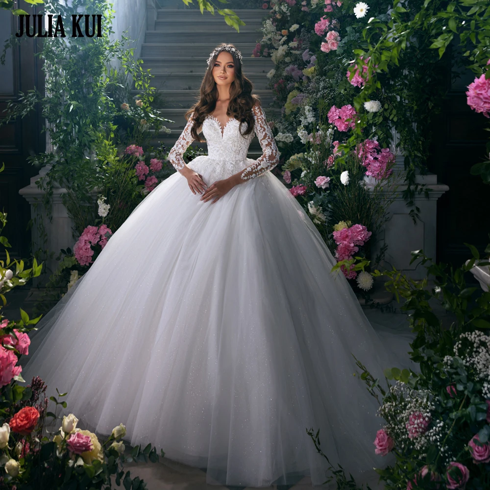 Julia Kui-Robe de Mariée à Manches sulf, Tenue de Bal, Perles Appliquées, Costume de Patients en Dentelle, Nouvelle Collection