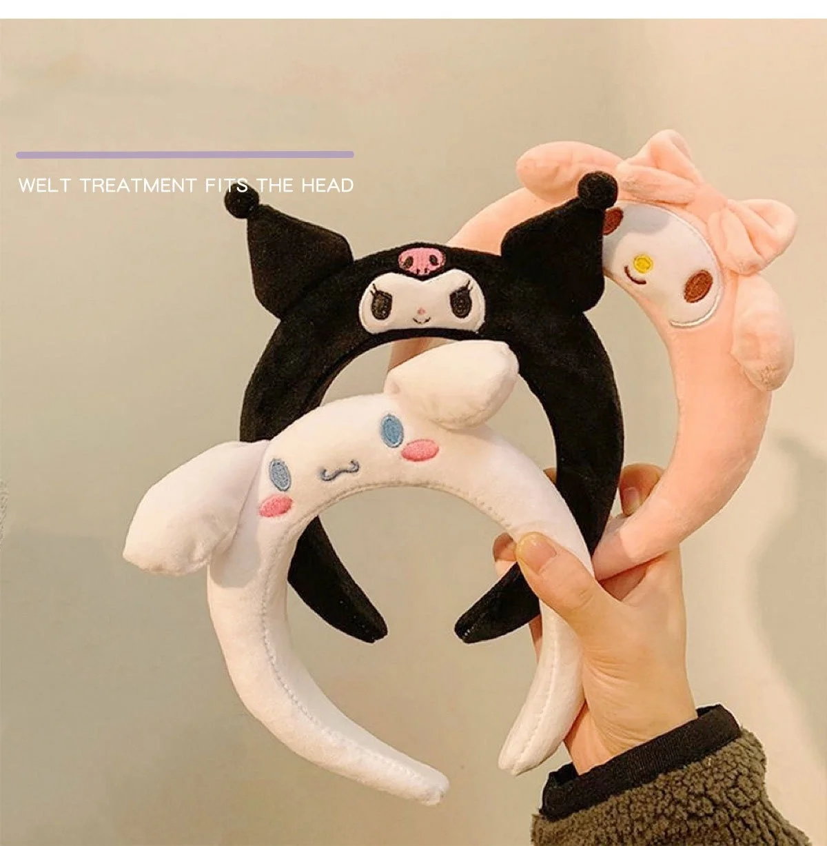 Sanrio bandeau dessin animé Kuromi ma mélodie bandeau Pom Pom Purin cannelle cheveux accessoires peluche coiffure fille cadeau