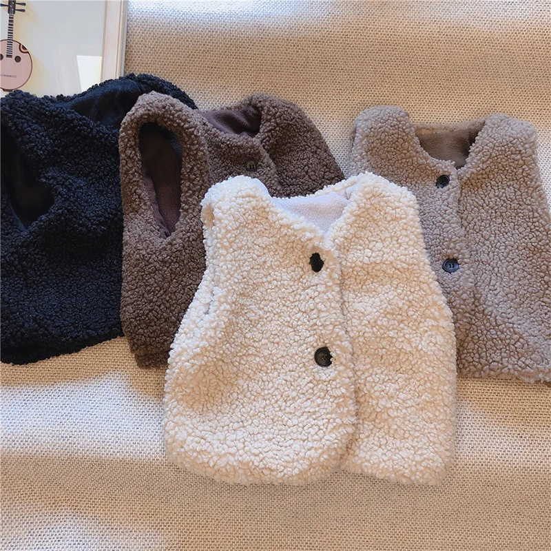 Gilet en velours d'agneau pour enfants, vestes chaudes, manteau pour enfants, glaçure pour enfants, vêtements pour garçons et filles, hiver