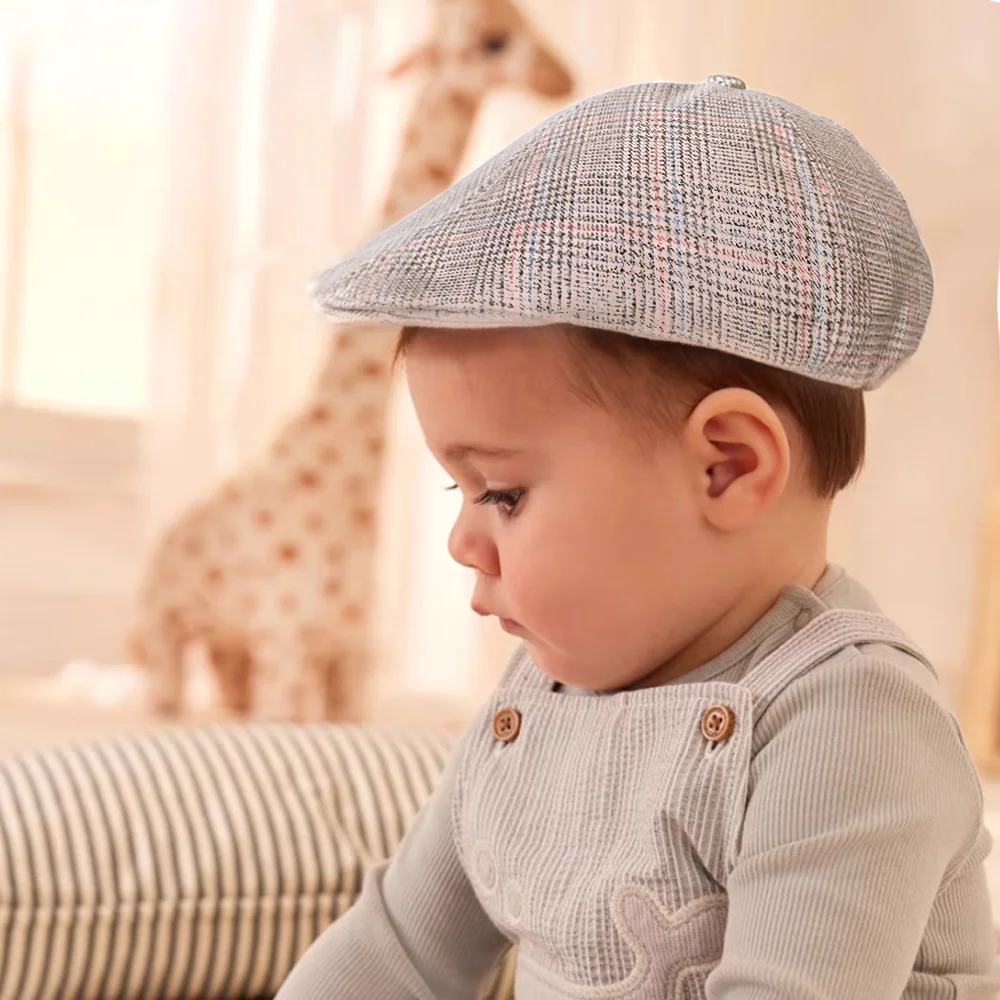 Nouveau-né haute qualité chapeau bérets bébé garçons élastiques chapeaux coton treillis mignon robe accessoires mode enfants 1-4 YCaps casquette décontractée