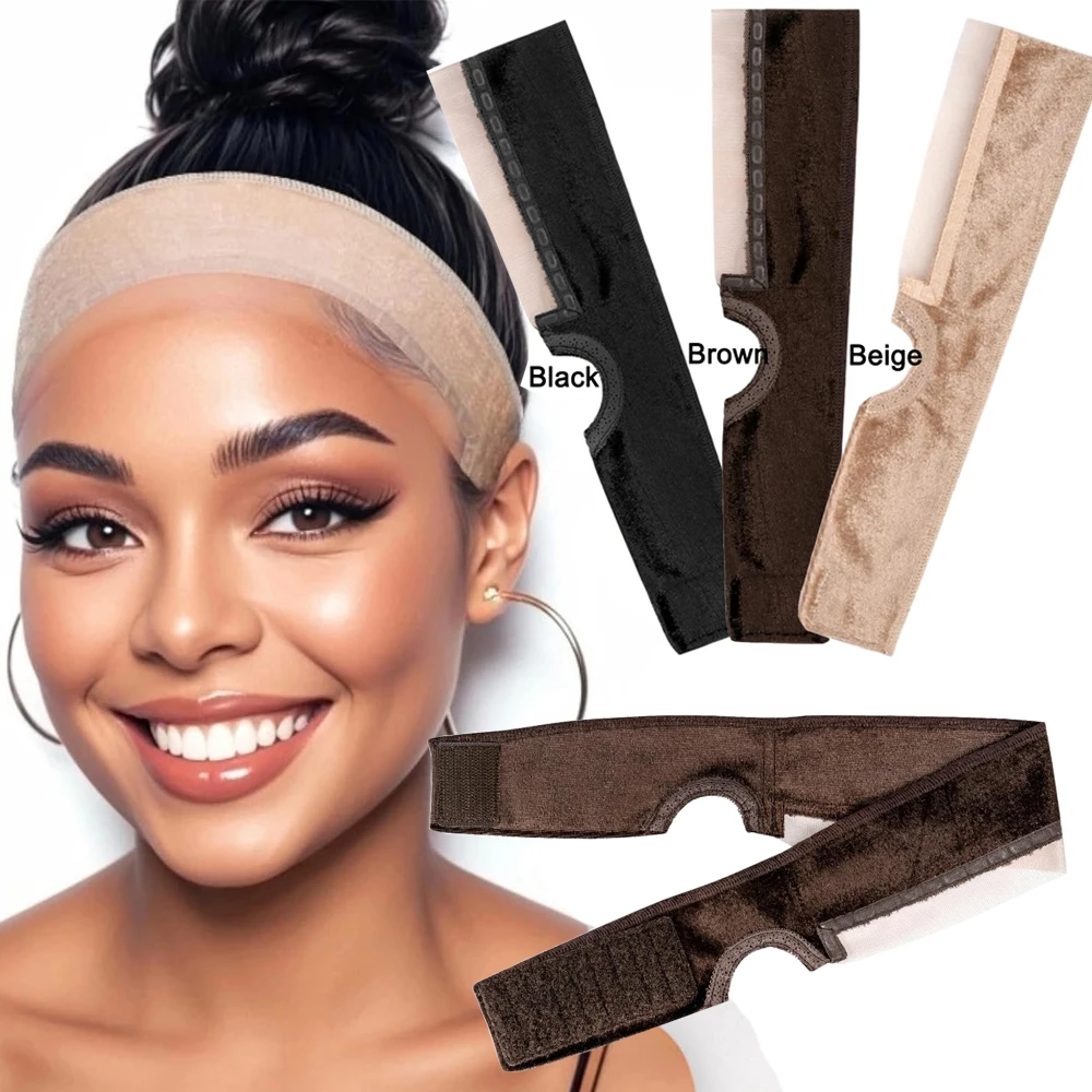 Bande de poignée de perruque en dentelle pour femme, pince à perruque avec découpes d'oreille, bord en dentelle naturelle, bande de sauna réglable coordonnante, 1PC
