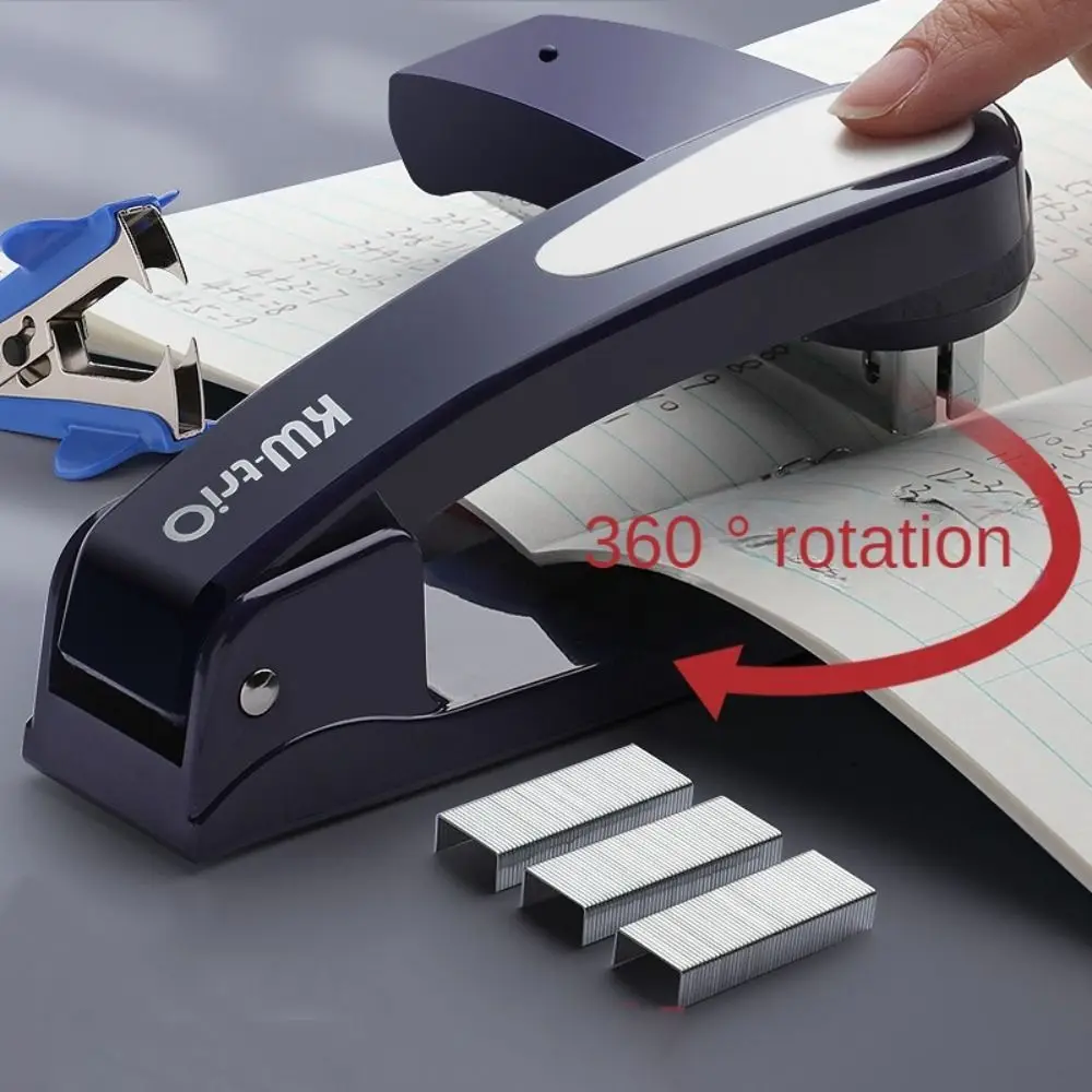 360 Degree Rotary Stapler Multifunctional Heavy Duty Stapler Thickened Effortless Long Stapler Office Binding Tools