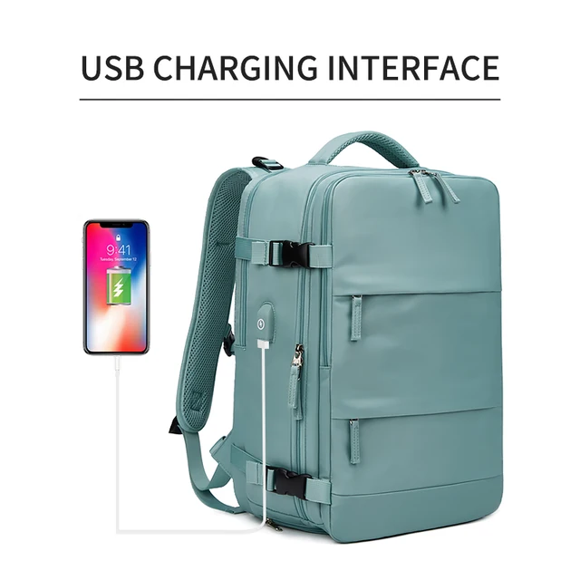 Femmes sac à dos pour ordinateur portable 15.6 pouces adolescente USB charge école sac à dos sac à chaussures indépendant voyage sac à dos en plein air sac à dos – Image 5